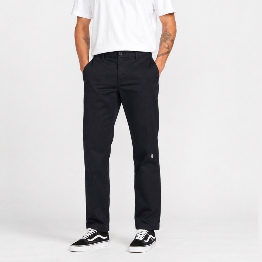 Volcom Frickin Modern Fit Chino Pants Mens 34 Black Repreve Skate Trousers